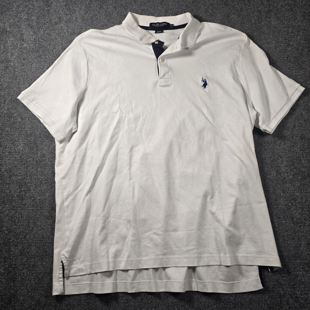 U.S. Polo Assn. Luxury Feel White Polo Shirt Men's 2XL Big & Tall Cotton Sport